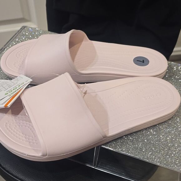 Crocs Kadee Slide Sandals- Barely Pink - Picture 9 of 11